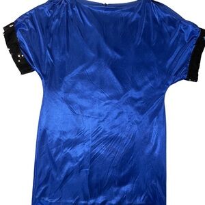 Hailey Logan Blue Sequin Ruffled Blouse